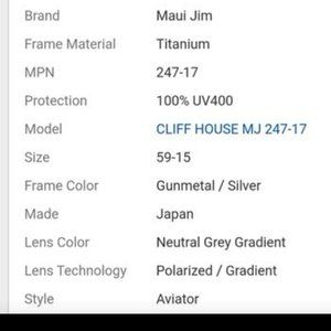 Brand New Maui Jim Cliff House Unisex Aviator Sunglasses